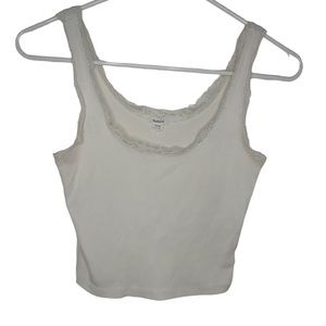White Garage Crop Top with Lace Size Tp/Xs